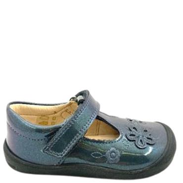 STARTRITE GIRLS F FIT VELCRO STRAP SHOE - GUNMETAL PATENT
